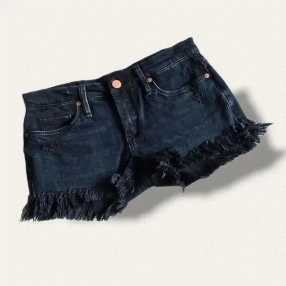 BLANK NYC Women's Cut Off Dark Denim Shorts 28 Little Queenie Style Frayed